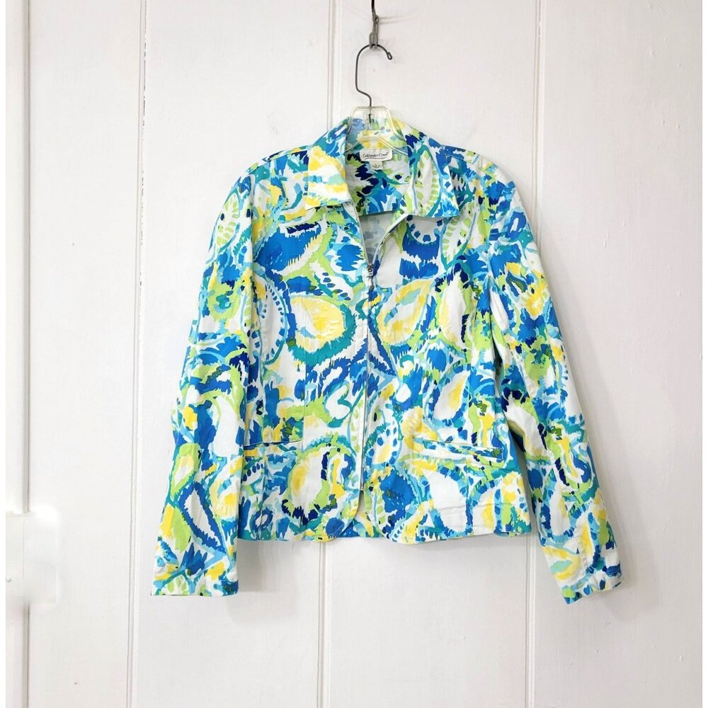 Coldwater Creek Watercolor Print Short Cotton Jacket